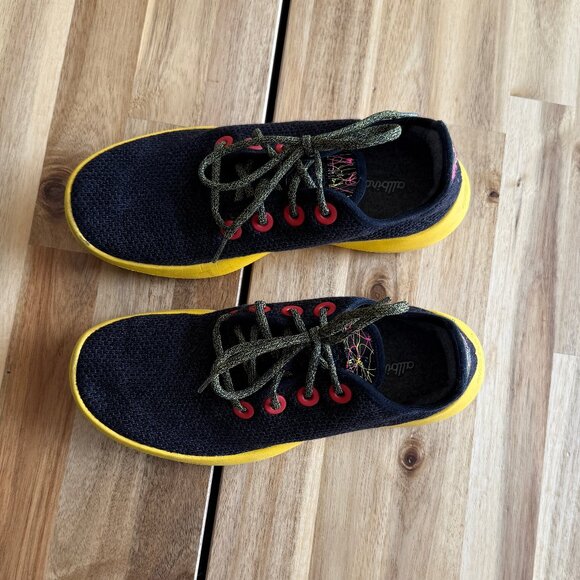 Allbirds Tree Runners Heathered Black Sunny Gold Sole W10 - Picture 3 of 7